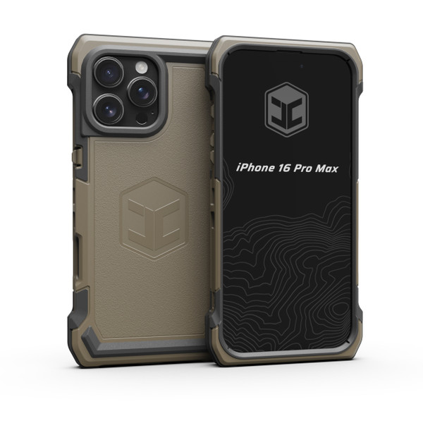 An ENDVR iPhone 16 Pro Max case in flat dark earth.