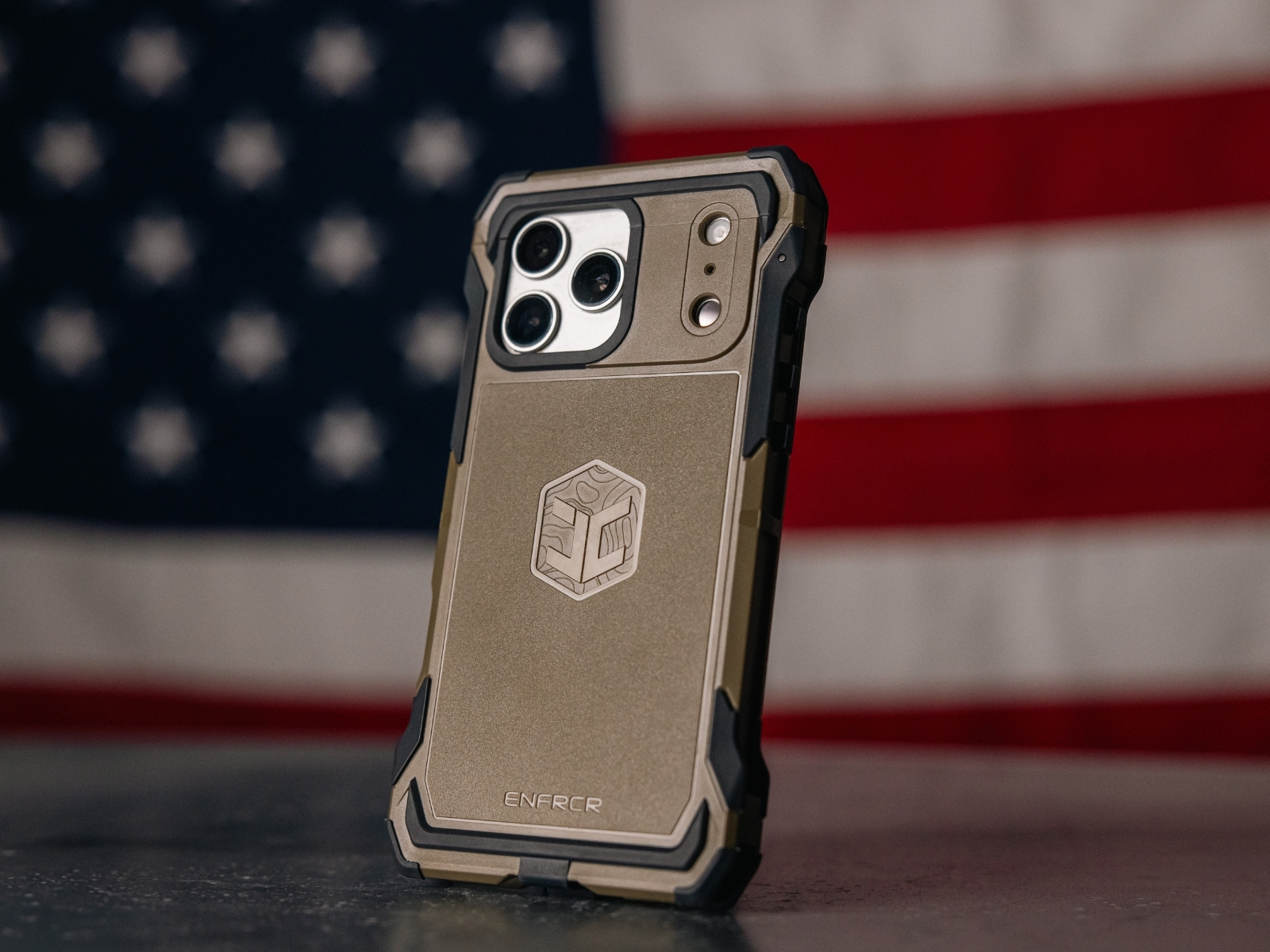 Juggernaut.Case iPhone 17 case with American flag background