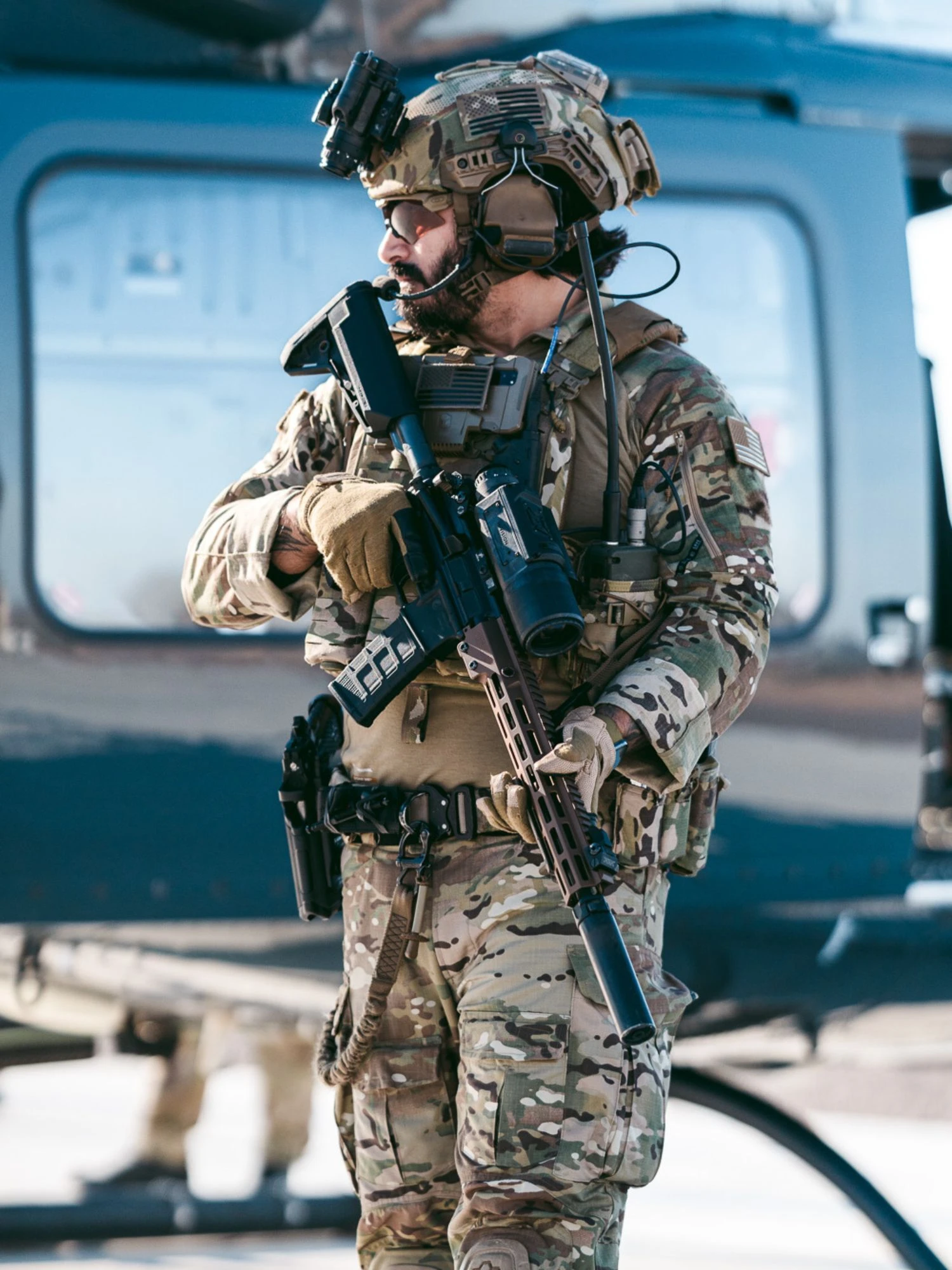Military personnel using rugged mobile equipment