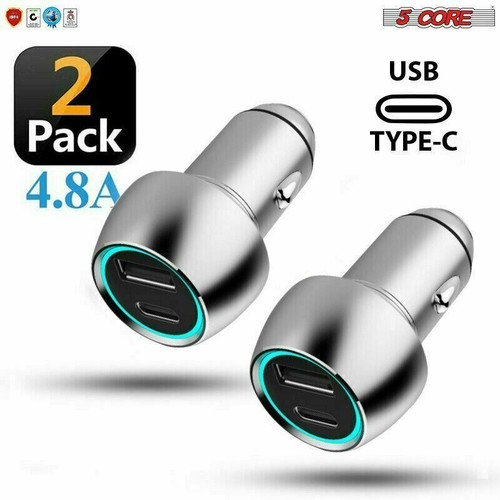 Car Charger Dual Smart Fast USB Port Adapter Speedy Charging Phone Car Plug 5 Core CDKC12