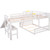 Twin over Full Bunk Bed with Twin Size Loft Bed with Desk and Slide,Full-Length Guardrail