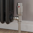 Ramone Modern TRV Angled Brushed Satin Nickel Thermostatic Radiator Valves With Sleeves