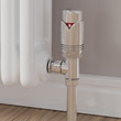 Ramone Modern TRV Angled Chrome Thermostatic Radiator Valves with Sleeves