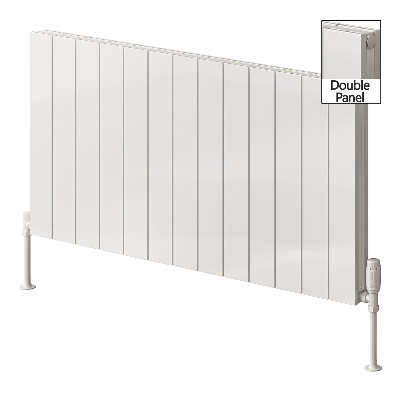 Reina Casina Aluminium Designer White Double Horizontal Radiator H600mm X W1230mm