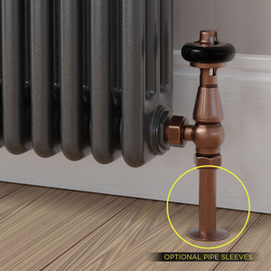 T-TRV-019-AG-AC-SLEEVE-OPTION - Flatford Traditional TRV Angled Antique Copper Thermostatic Radiator Valves