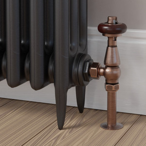 T-TRV-019-AG-AC-BROWN-HEAD-LS00 - Flatford Traditional TRV Angled Antique Copper Thermostatic Radiator Valves