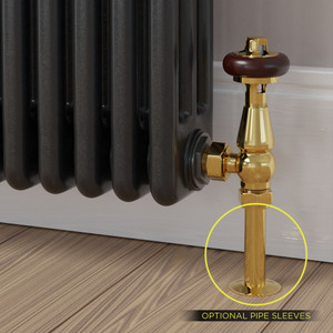 T-TRV-019-AG-B-SLEEVE-OPTION - Flatford Traditional TRV Angled Brass Thermostatic Radiator Valves