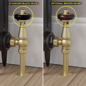 T-TRV-019-AG-BB-BROWN-HEAD-COMP - Flatford Traditional TRV Angled Brushed Brass Thermostatic Radiator Valves