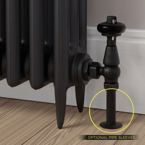 T-TRV-019-AG-PEW-SLEEVE-OPTION - Flatford Traditional TRV Angled Pewter Thermostatic Radiator Valves