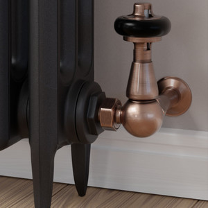 T-TRV-020-CR-AC-CU00 - Flatford Traditional TRV Corner Antique Copper Thermostatic Radiator Valves