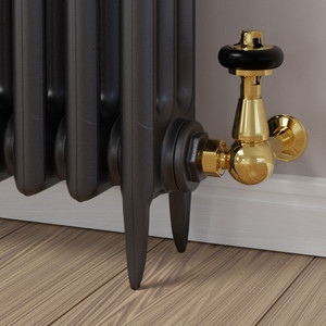 T-TRV-020-CR-B-BLACK-HEAD-LS00 - Flatford Traditional TRV Corner Brass Thermostatic Radiator Valves
