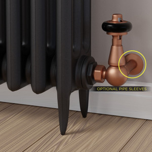 T-TRV-020-CR-BC-SLEEVE-OPTION - Flatford Traditional TRV Corner Brushed Copper Radiator Valves