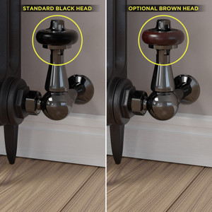 T-TRV-020-CR-BL-BROWN-HEAD-COMP - Flatford Traditional TRV Corner Black Nickel Thermostatic Radiator Valves