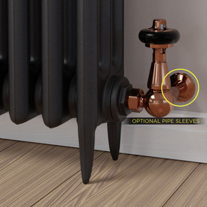 T-TRV-020-CR-PC-SLEEVE-OPTION - Flatford Traditional TRV Corner Polished Copper Radiator Valves