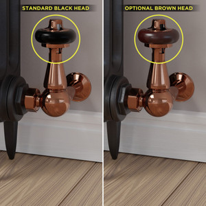 T-TRV-020-CR-PC-BROWN-HEAD-COMP - Flatford Traditional TRV Corner Polished Copper Radiator Valves