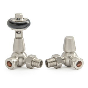T-TRV-020-CR-SN - Flatford Traditional TRV Corner Brushed Satin Nickel Thermostatic Radiator Valves