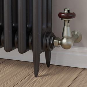 T-TRV-020-CR-SN-BROWN-HEAD-LS00 - Flatford Traditional TRV Corner Brushed Satin Nickel Thermostatic Radiator Valves
