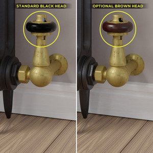 T-TRV-020-CR-UB-BROWN-HEAD-COMP - Flatford Traditional TRV Corner Unlacquered Brass Thermostatic Radiator Valves