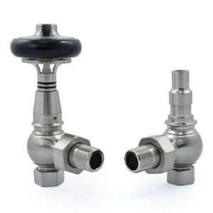 T-TRV-031-AG-SN - Ascott Traditional TRV Angled Brushed Satin Nickel Radiator Valves