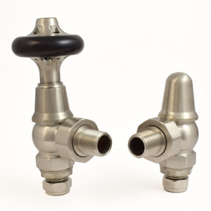 T-TRV-043-AG-SN - Alfriston Traditional TRV Angled Brushed Satin Nickel Thermostatic Radiator Valves