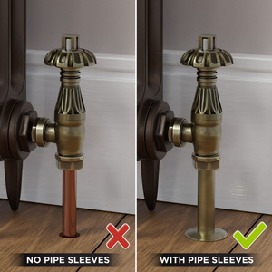 T-TRV-058-AG-AB-SLEEVE-COMP - Petworth Traditional TRV Angled Brushed Satin Nickel Thermostatic Radiator Valves