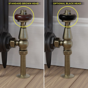 T-TRV-019-AG-AB-BLACK-HEAD-COMP - Eastbury Traditional Manual Angled Antique Brass Radiator Valves With Sleeves