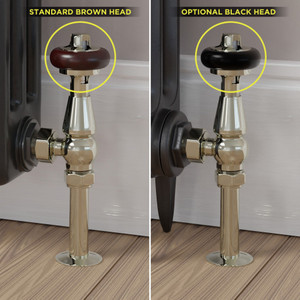 T-TRV-019-AG-N-BLACK-HEAD-COMP - Flatford Traditional TRV Angled Nickel Thermostatic Radiator Valves with Sleeves