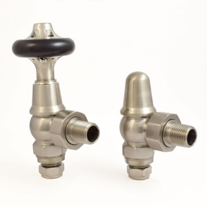 T-TRV-043-AG-SN-ALT00 - Alfriston Traditional TRV Angled Brushed Satin Nickel Thermostatic Radiator Valves with Sleeves