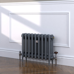 CI-SH450-10-MET-NAT-CAST-LS01 - Shelbourne 3 Column Victorian Cast Iron Radiator H450mm x W213mm