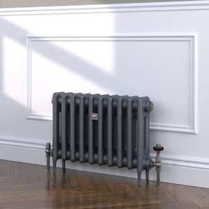 CI-RK460-10-MET-NAT-CAST-LS01 - Rook 2 Column Victorian Cast Iron Radiator H460mm x W216mm