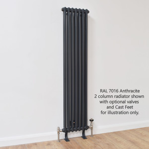 NF2-A-V-LS02 - Infinity Anthracite 2 Column Radiator 3 Sections H1200mm X W162mm