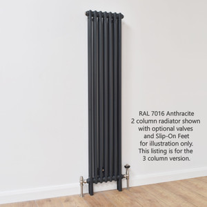 NF3-A-V-LS01 - Infinity Anthracite 3 Column Radiator 24 Sections H2500mm X W1128mm