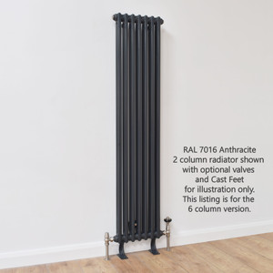 NF6-A-V-LS02 - Infinity Anthracite 6 Column Radiator 5 Sections H1200mm X W254mm