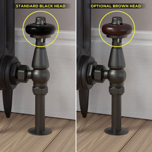 T-TRV-019-AG-PW-BROWN-HEAD-COMP - Flatford Traditional TRV Angled Light Pewter Thermostatic Radiator Valves