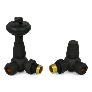 T-MAN-022-CR-TB - Eastbury Traditional Corner Textured Black Manual Radiator Valves