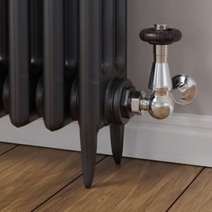 T-TRV-069-CR-C-PIP-BROWN-HEAD-LS00 - Jarrow Traditional TRV Corner Chrome Thermostatic Radiator Valves