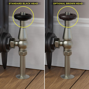 T-TRV-068-AG-SN-BROWN-HEAD-COMP - Jarrow Traditional TRV Angled Brushed Satin Nickel Thermostatic Radiator Valves