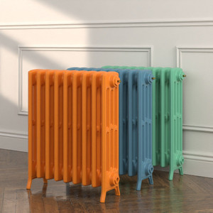 CI-NE660-LG-209-MARIGOLD-260-AIR-FORCE-BLUE-092-GREEN-VERDITER - Georgian 4 Column Cast Iron Radiator H660mm x W208mm