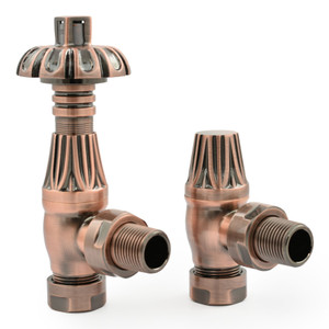 T-TRV-058-AG-AC-ALT00 - Petworth Traditional TRV Angled Antique Copper Thermostatic Radiator Valves
