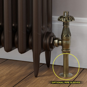 T-TRV-058-AG-AB-SLEEVE-OPTION - Petworth Traditional TRV Angled Antique Copper Thermostatic Radiator Valves
