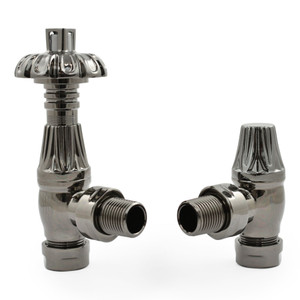 T-TRV-058-AG-BL - Petworth Traditional TRV Angled Black Nickel Thermostatic Radiator Valves