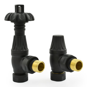 T-TRV-058-AG-TB-ALT00 - Petworth Traditional TRV Angled Textured Black Thermostatic Radiator Valves