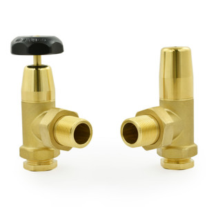 T-MAN-070-AG-B - Buckland Traditional Manual Angled Unlacquered Brass Radiator Valves 3/4 Inch