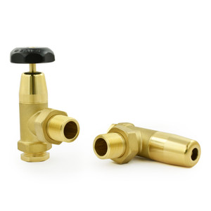 T-MAN-070-AG-B-ALT01 - Buckland Traditional Manual Angled Unlacquered Brass Radiator Valves 3/4 Inch