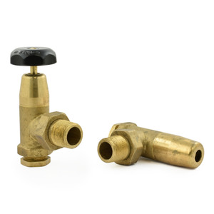 T-MAN-070-AG-B-ALT02 - Buckland Traditional Manual Angled Unlacquered Brass Radiator Valves 3/4 Inch