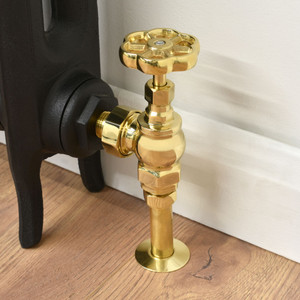 T-MAN-038-AG-UB-PIP - Rufford Traditional Manual Angled Unlacquered Brass Radiator Valves with Sleeves