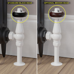 T-TRV-019-AG-W-BROWN-HEAD-COMP - Flatford Traditional TRV Angled White Thermostatic Radiator Valves With Sleeves