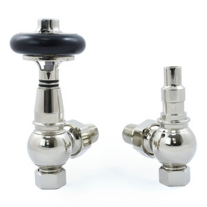 T-TRV-031-AG-N-ALT01 - Ascott Traditional TRV Angled Polished Nickel Radiator Valves With Sleeves