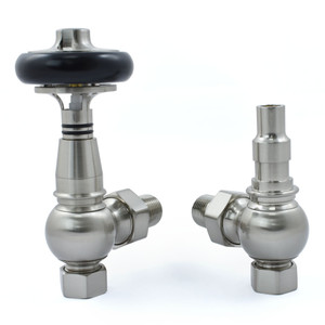 T-TRV-031-AG-SN-ALT01 - Ascott Traditional TRV Angled Brushed Satin Nickel Radiator Valves With Sleeves