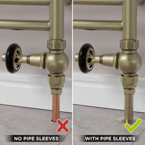 T-TRV-044-ST-AB-SLEEVE-COMP - Alfriston Traditional TRV Straight Antique Brass Thermostatic Radiator Valves With Sleeves